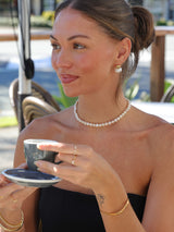 Natural White Pearl Necklace Chocker -Stainless Steel 34cm 39cm