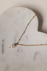 Natural Pearl Pendant Necklace - Stainless Steel