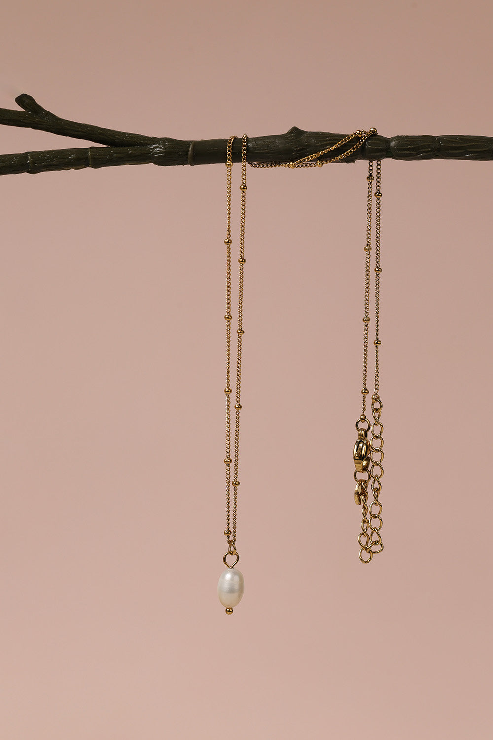 Natural Pearl Pendant Necklace - Stainless Steel