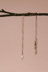Natural Pearl Pendant Necklace - Stainless Steel