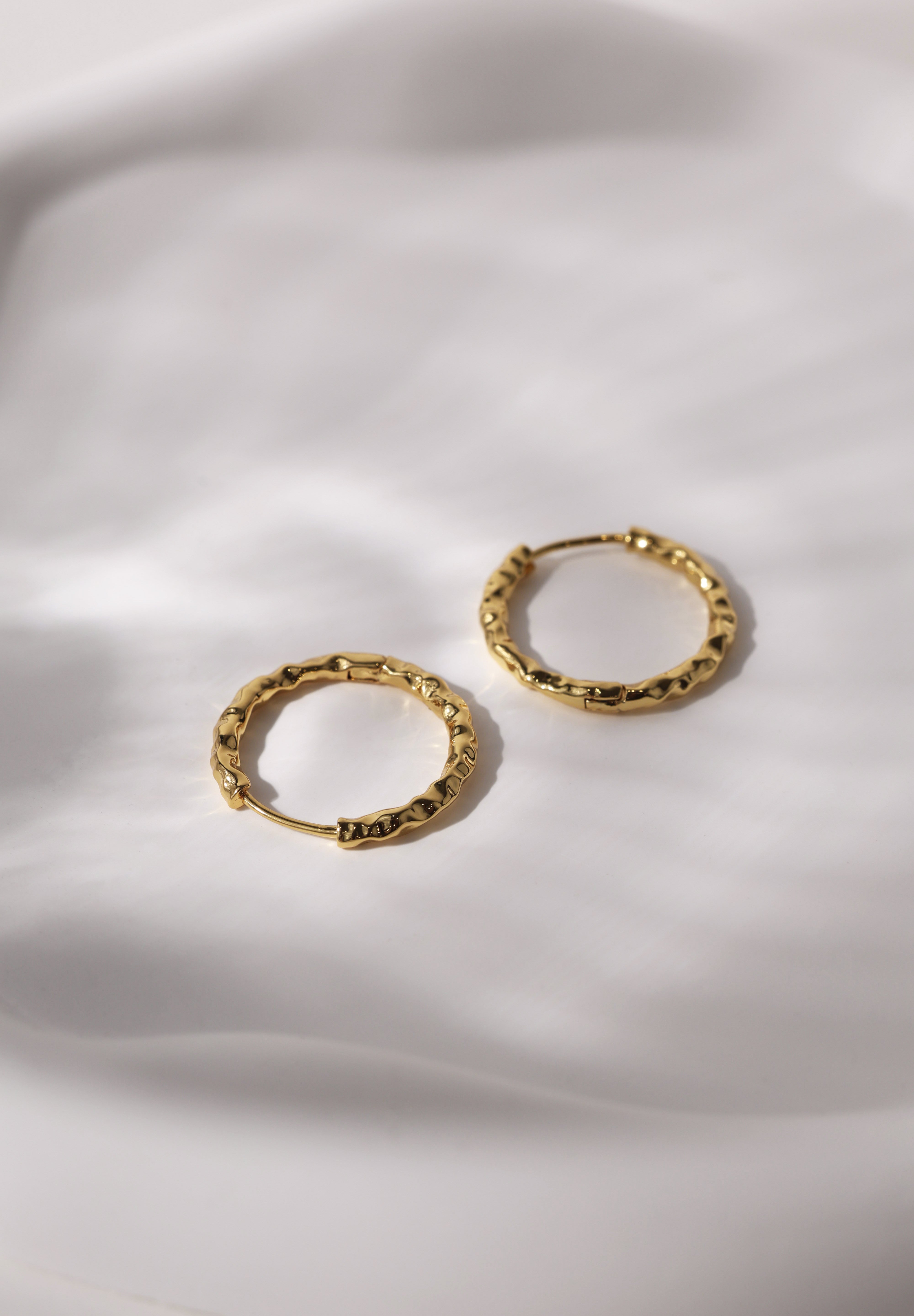Thalira Gold Hammered Hoops