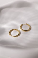 Thalira Gold Hammered Hoops