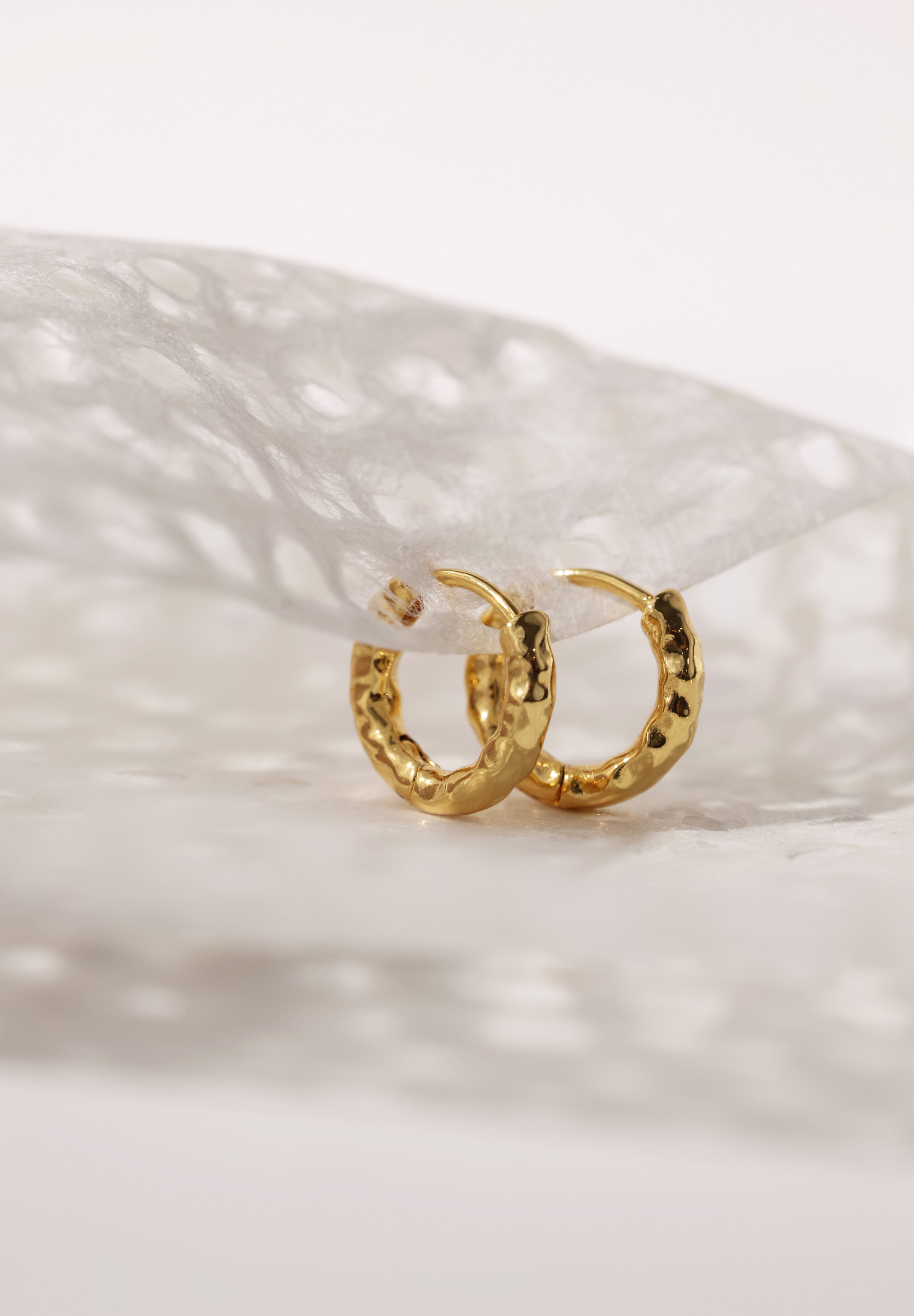 Thalira Gold Hammered Hoops