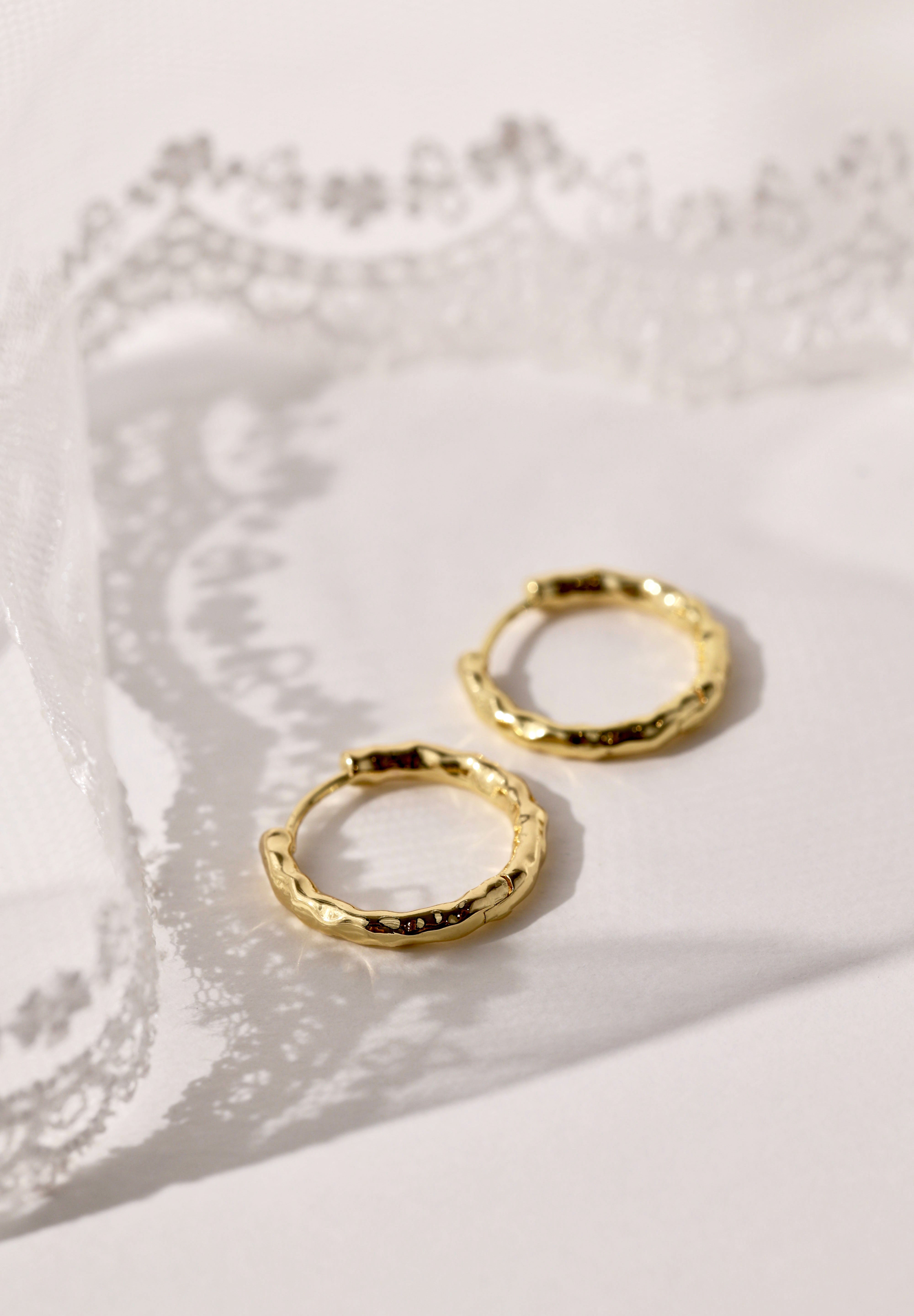 Thalira Gold Hammered Hoops