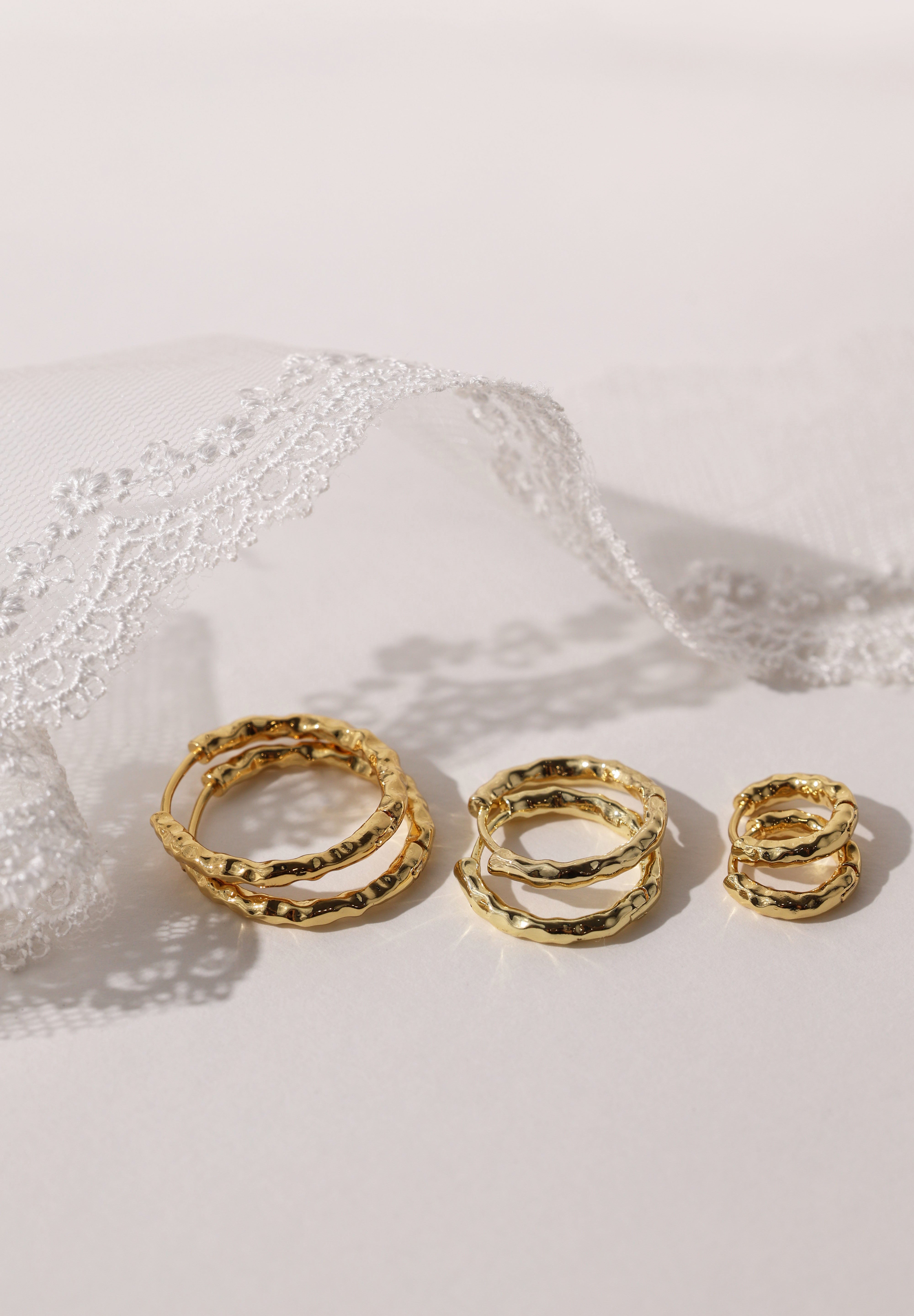 Thalira Gold Hammered Hoops