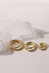 Thalira Gold Hammered Hoops