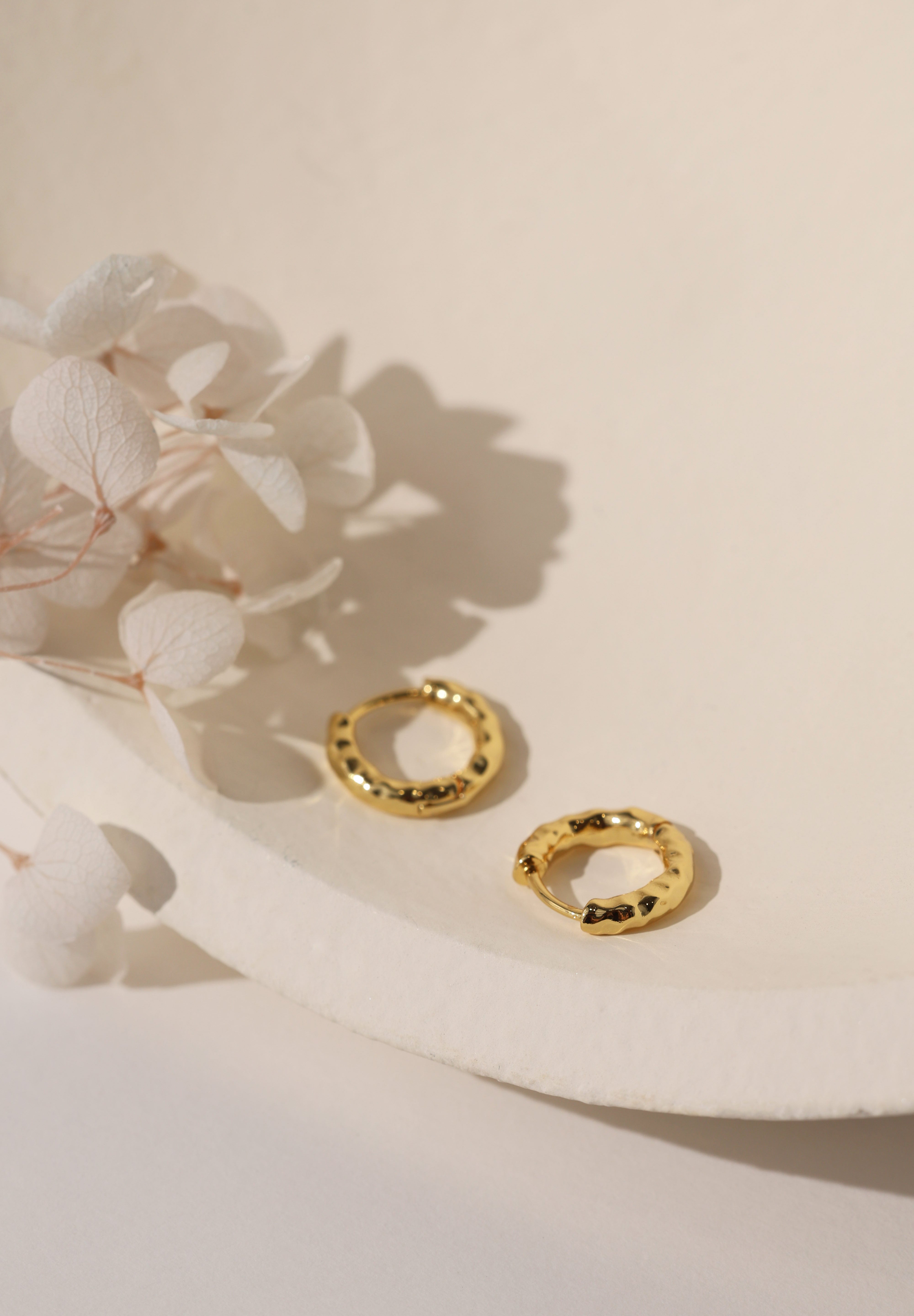 Thalira Gold Hammered Hoops