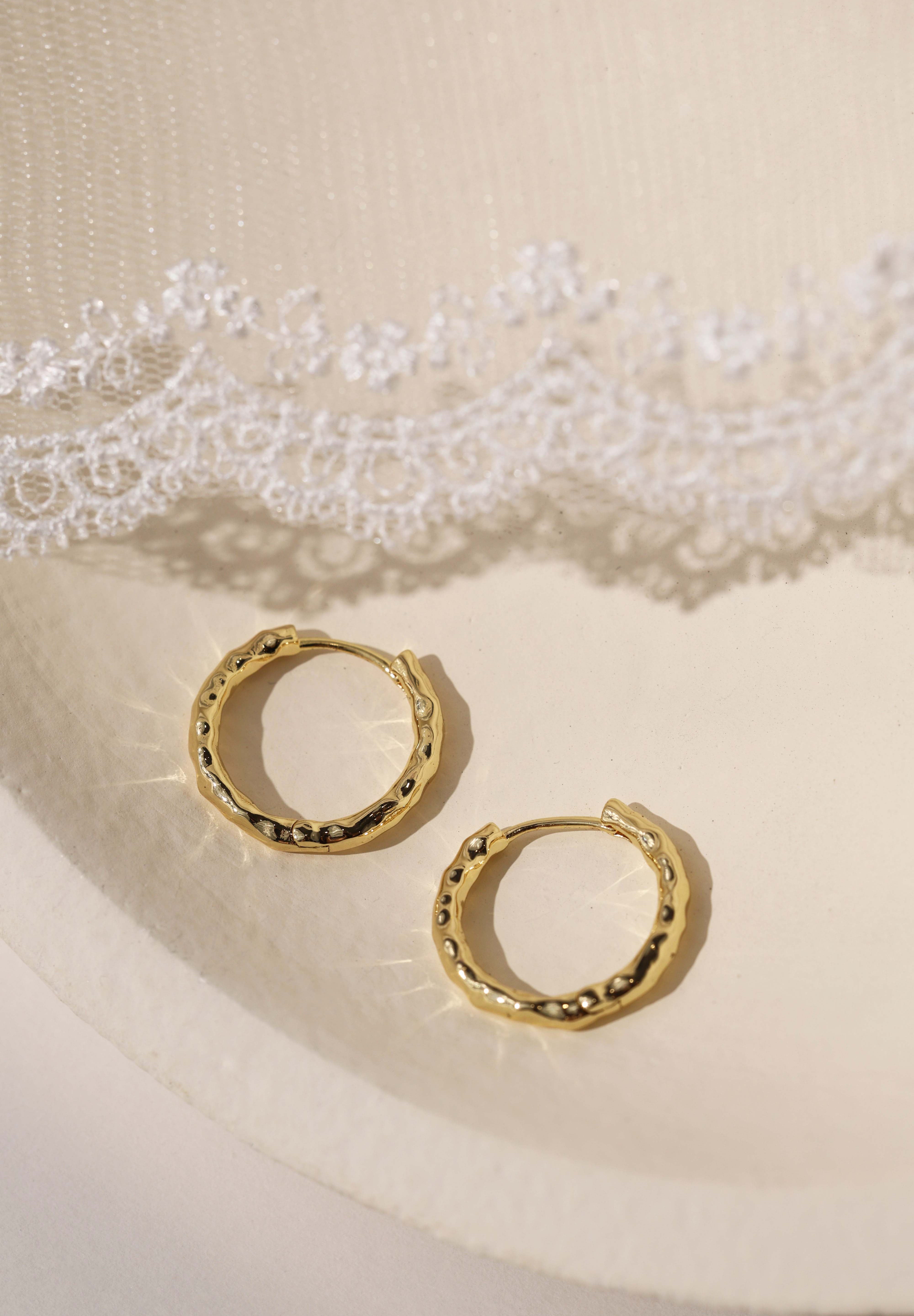 Thalira Gold Hammered Hoops