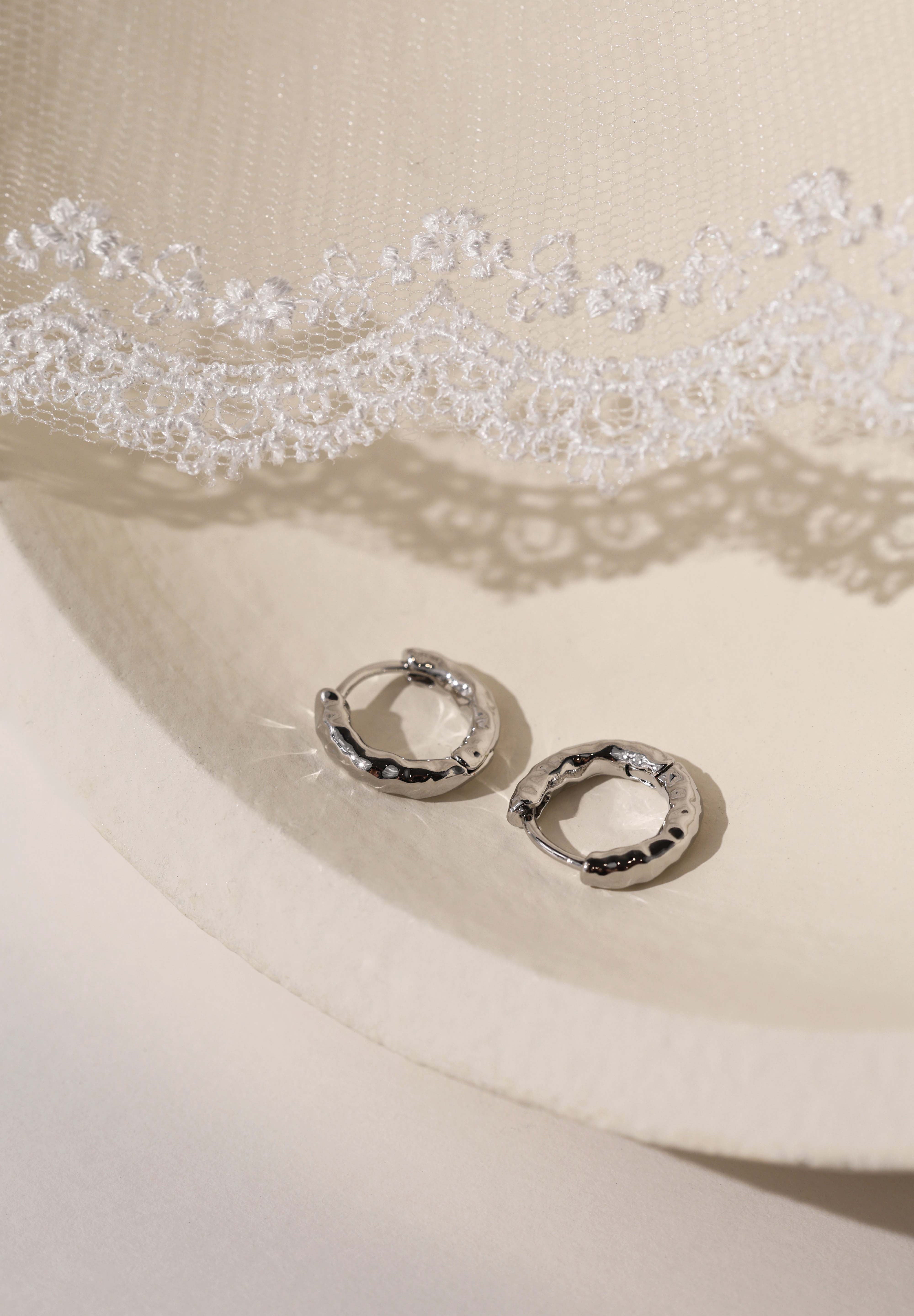 Thalira Silver Hammered Hoops