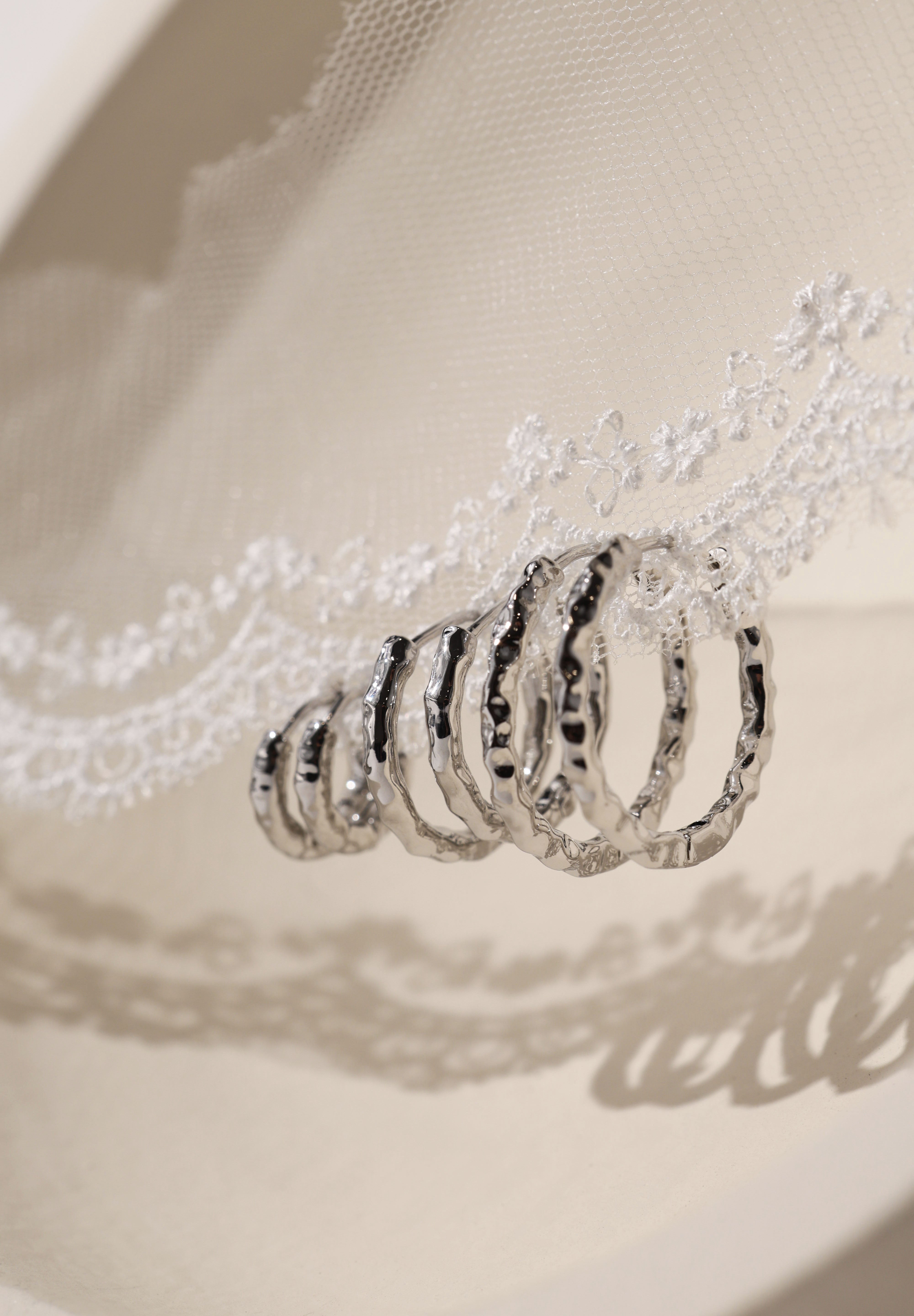 Thalira Silver Hammered Hoops