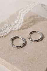 Thalira Silver Hammered Hoops