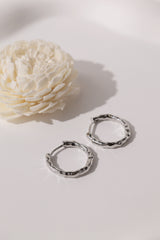 Thalira Silver Hammered Hoops