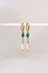 Rita Fresh Pearl Drop Earrings Green
