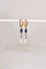 Rita Fresh Pearl Drop Earrings Blue