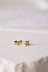 Mini Astra 16G Screw Flat Back Helix Stud Earring Gold- 1 piece
