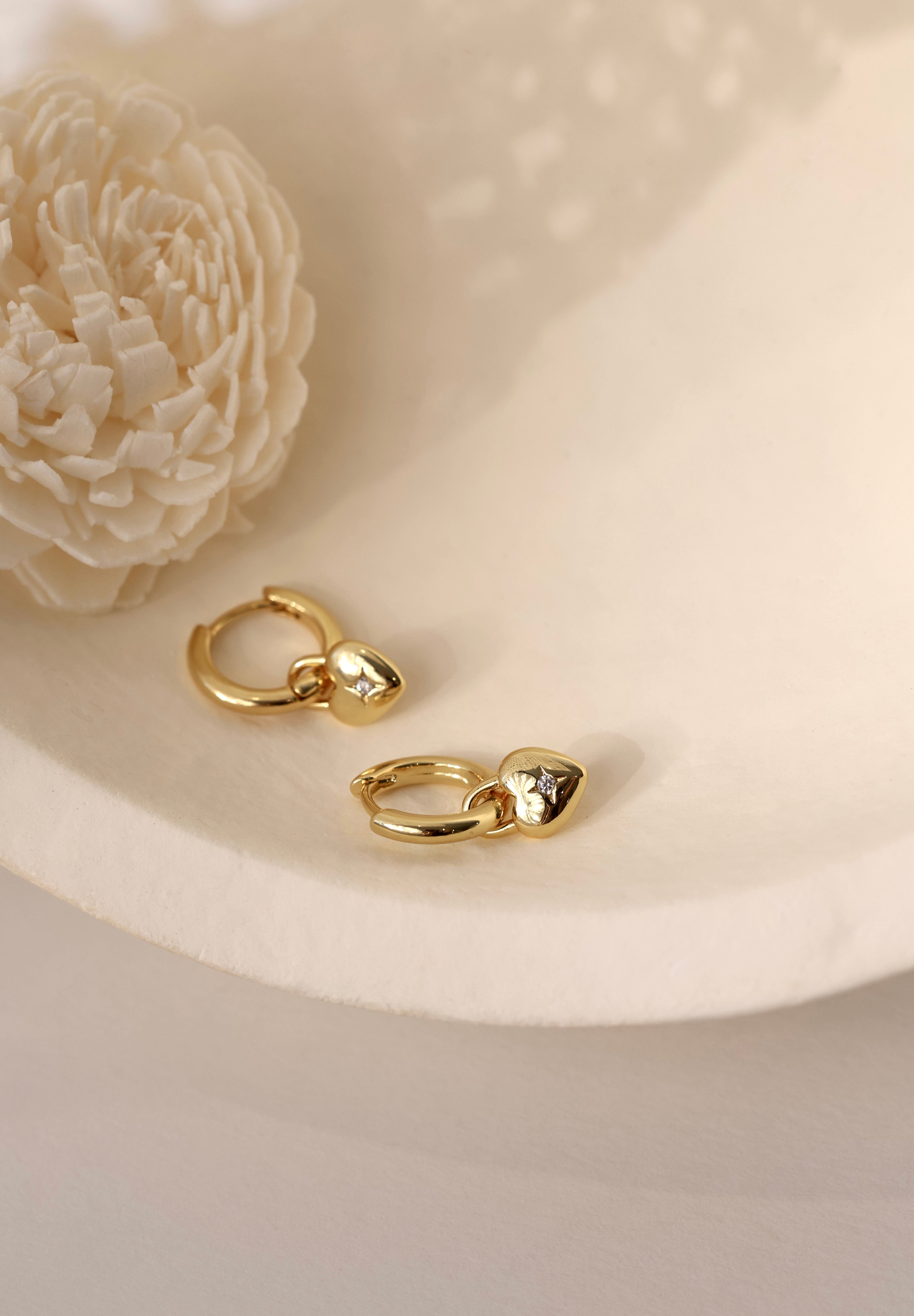 Amora Heart Charm Hoop Earrings