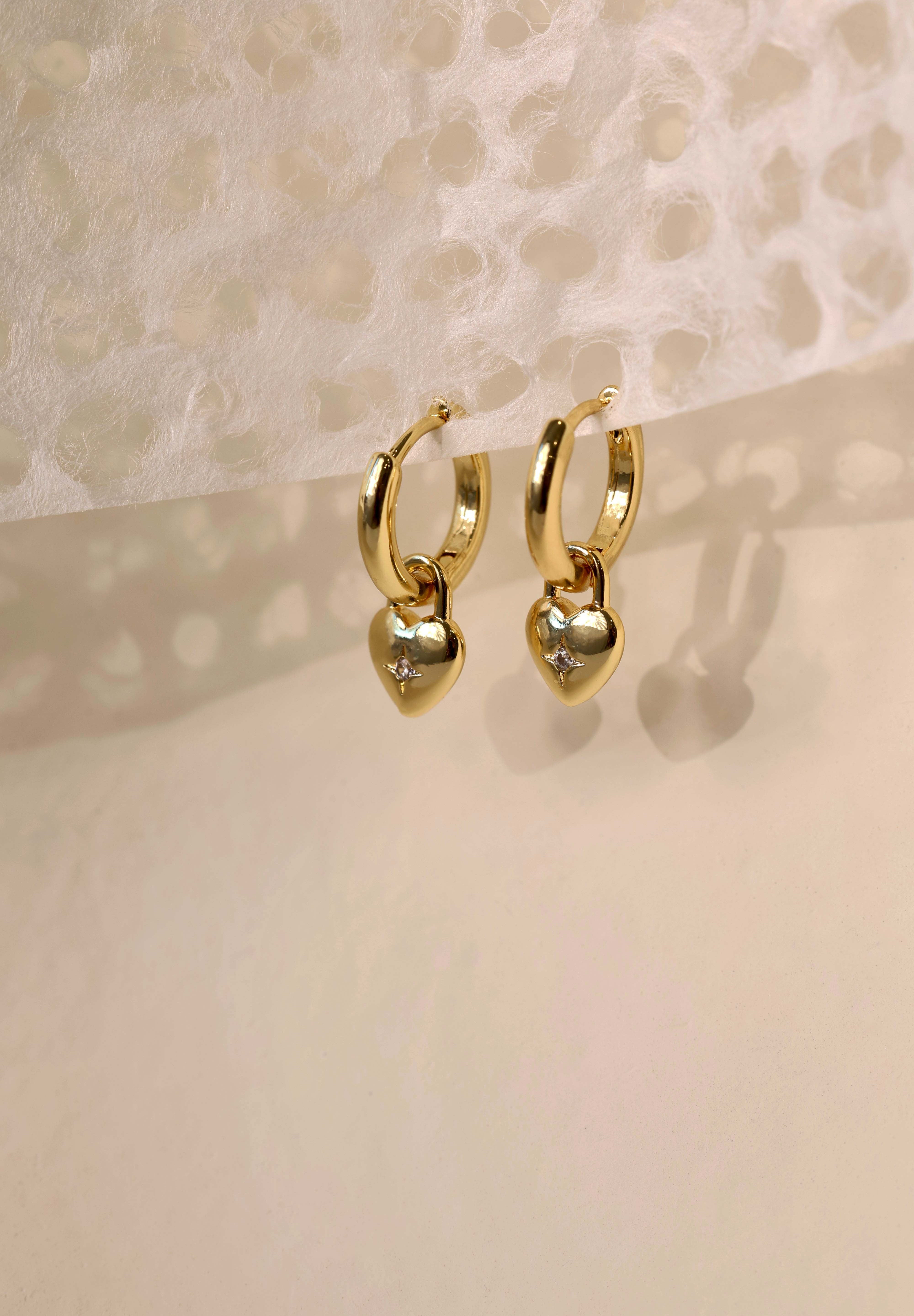 Amora Heart Charm Hoop Earrings A. Amora Dangle Gold