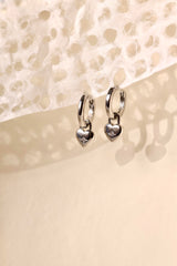Amora Heart Charm Silver Hoop Earrings A. Amora Dangle