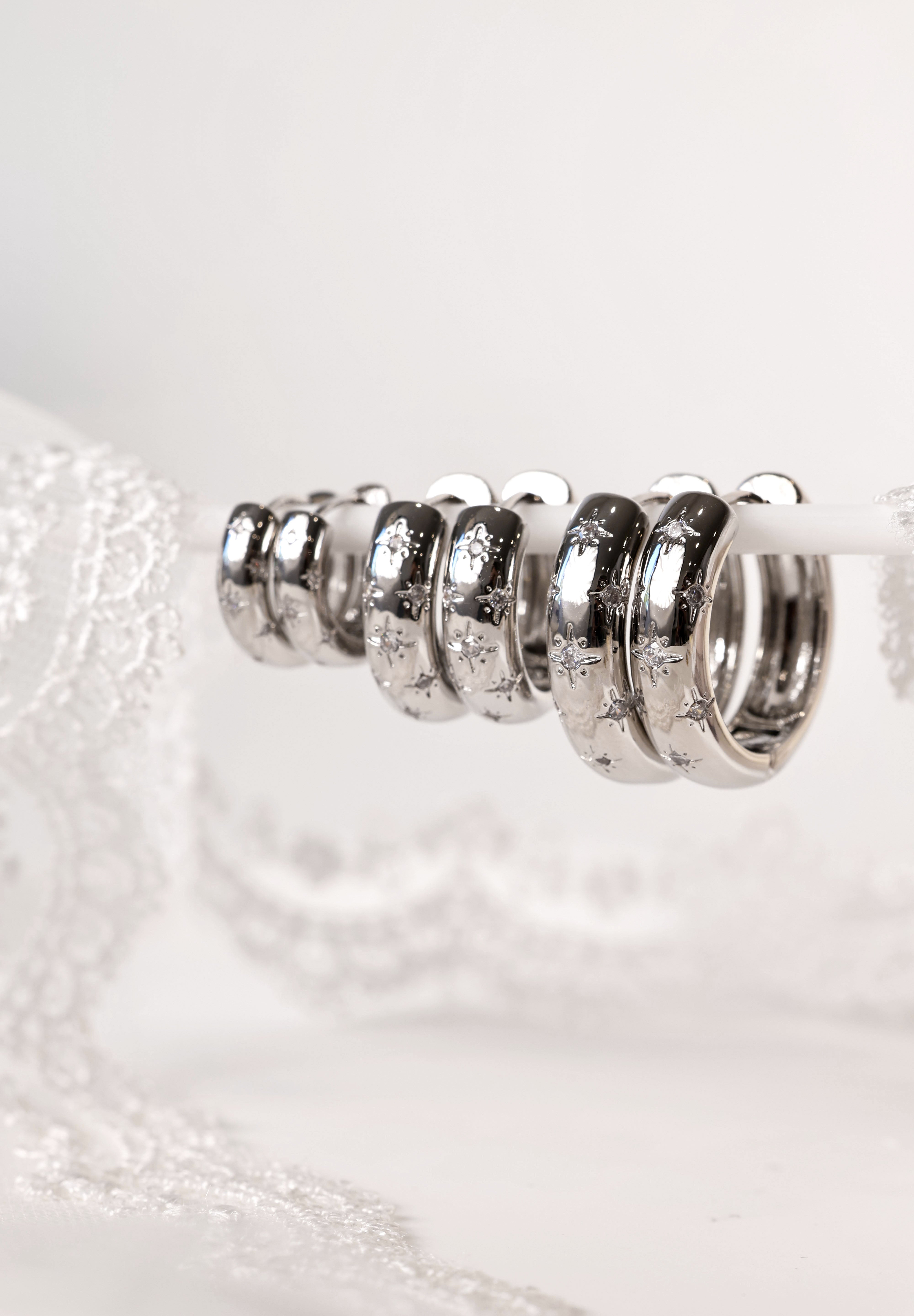 Astraea Star Hoop Earrings SILVER