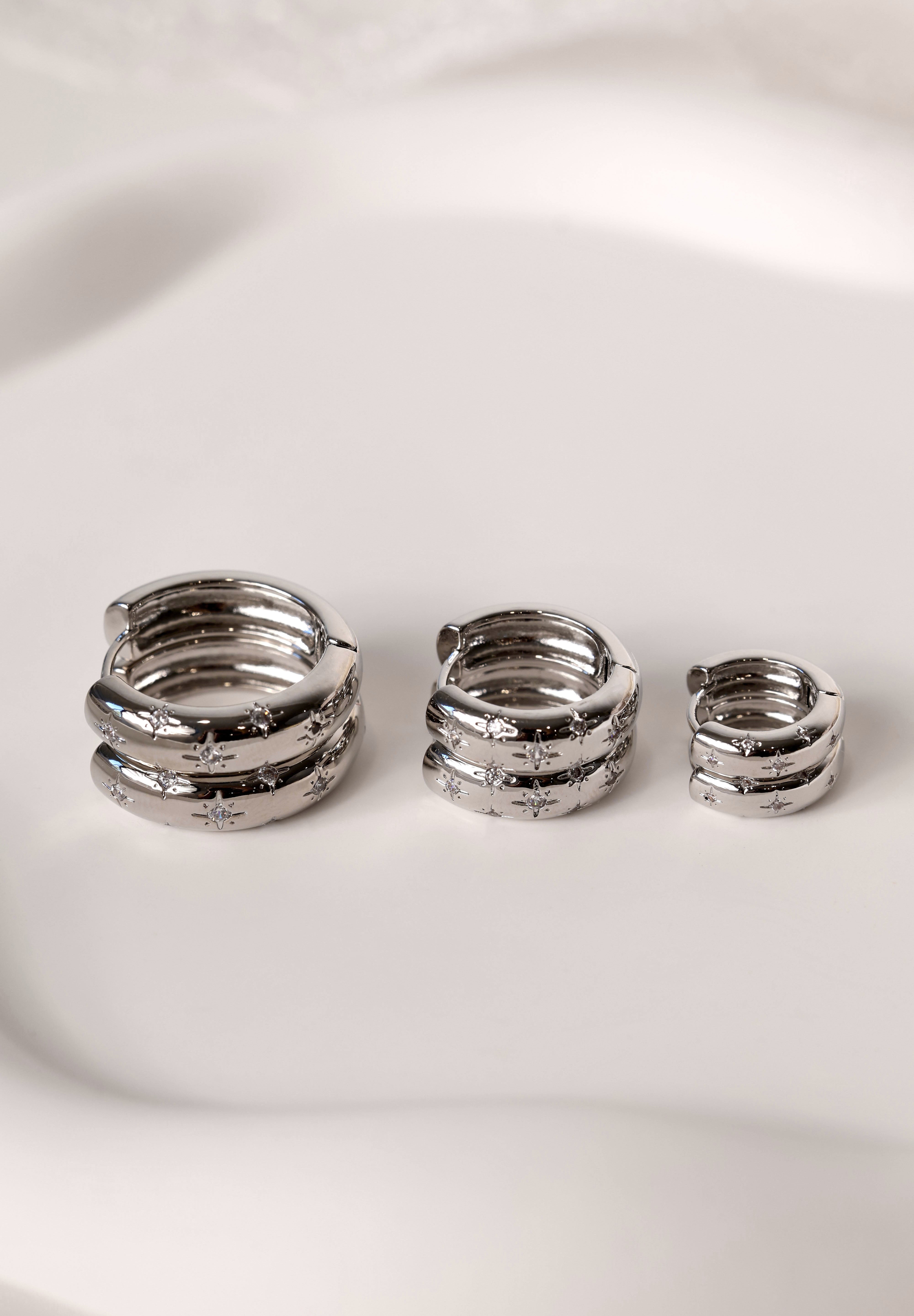 Astraea Star Hoop Earrings SILVER