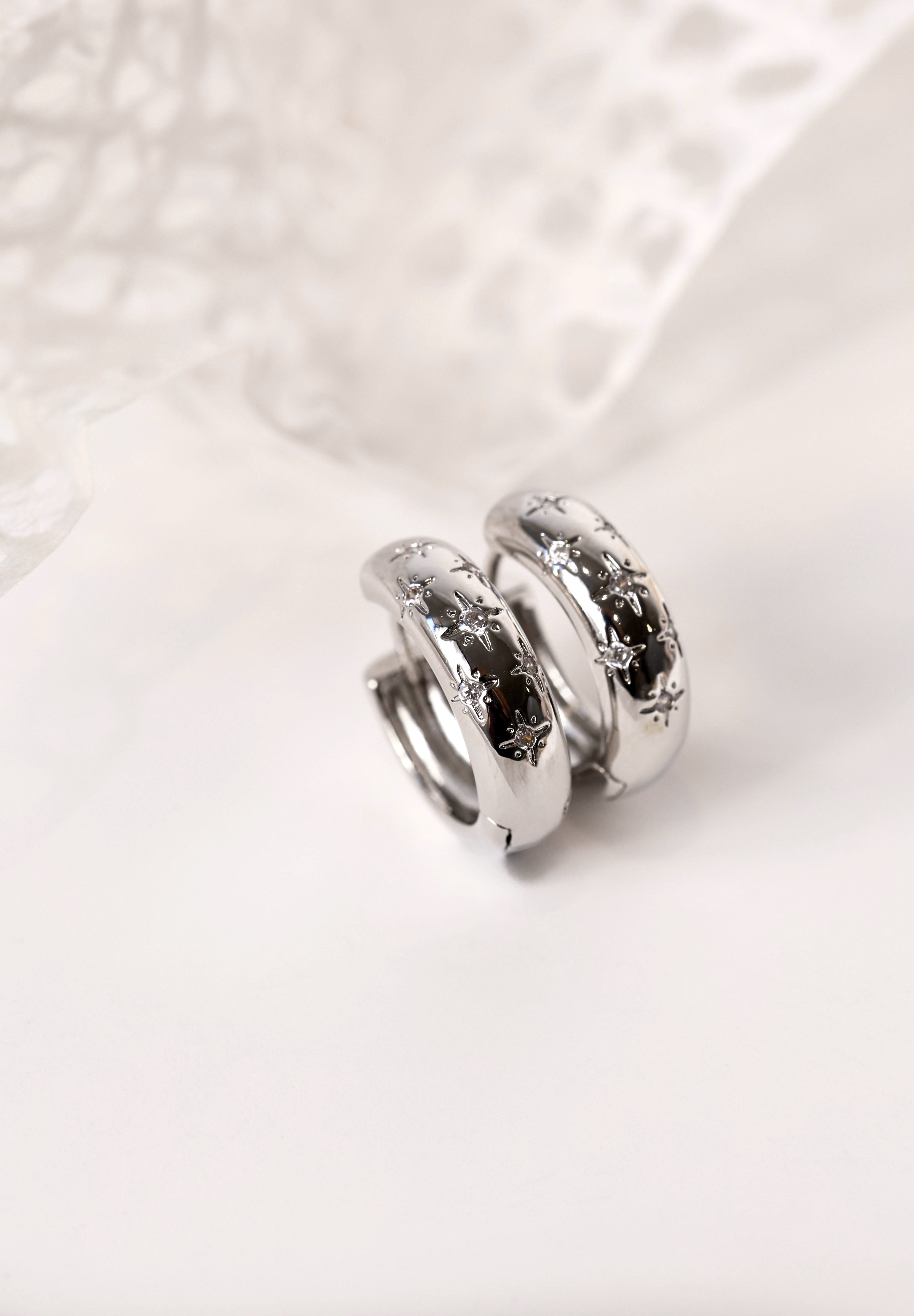 Astraea Star Hoop Earrings SILVER