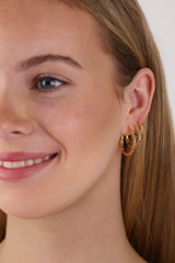 Thalira Gold Hammered Hoops