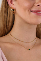 Charlee Baguette Birthstone Gold Necklace – Waterproof Stainless Steel