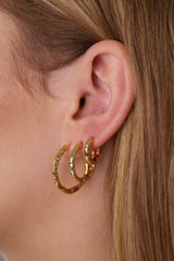 Thalira Gold Hammered Hoops S + M + L