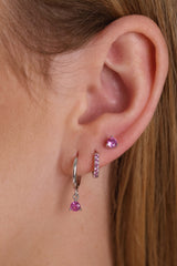 Julie Pink Silver Dangle Earring Stack 3 Pair Set