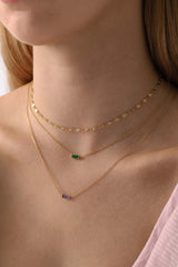 Charlee Baguette Birthstone Gold Necklace – Waterproof Stainless Steel