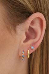 Blue Marquise Hoop Everyday Stacking - Sterling Silver