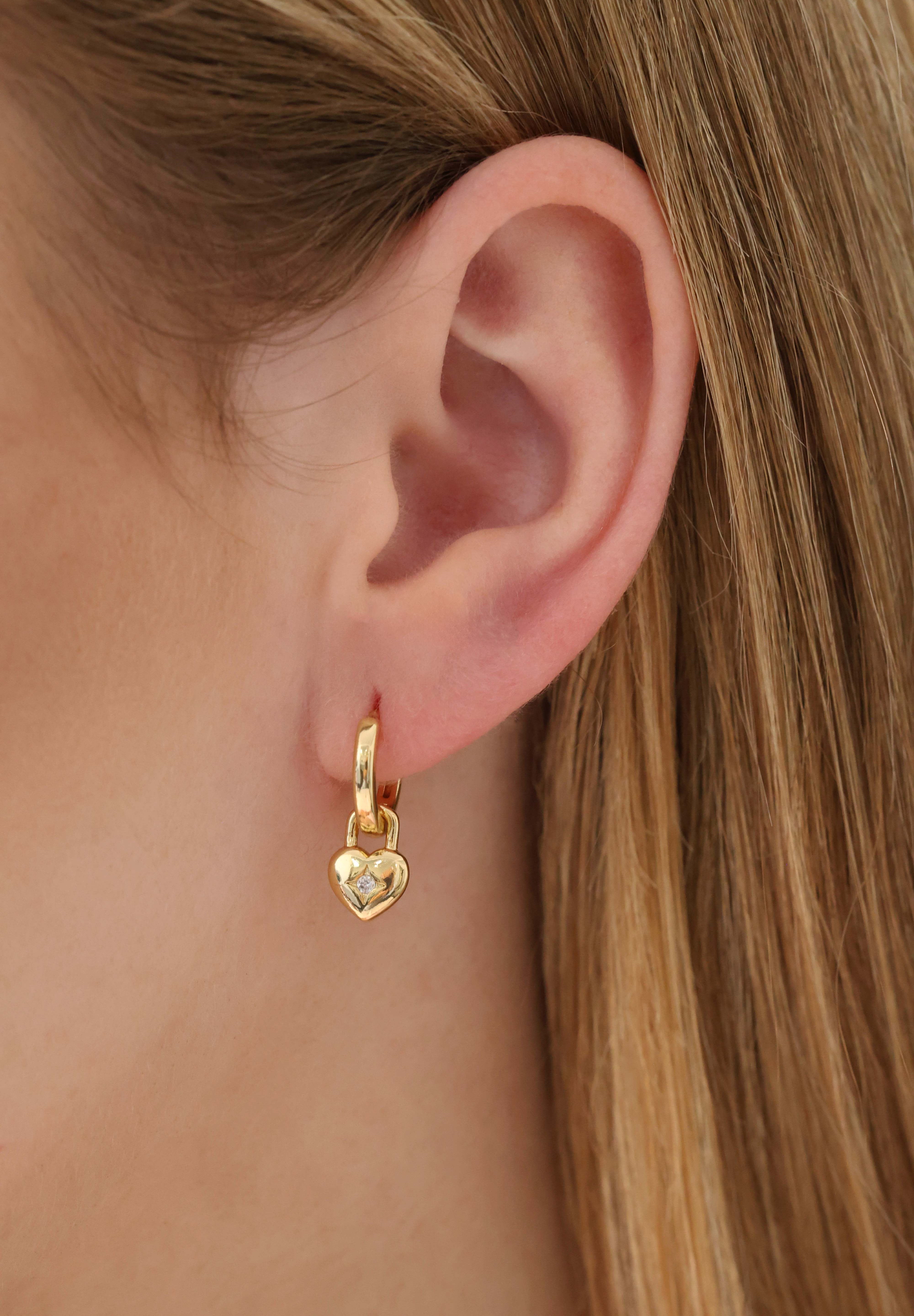 Amora Heart Charm Hoop Earrings