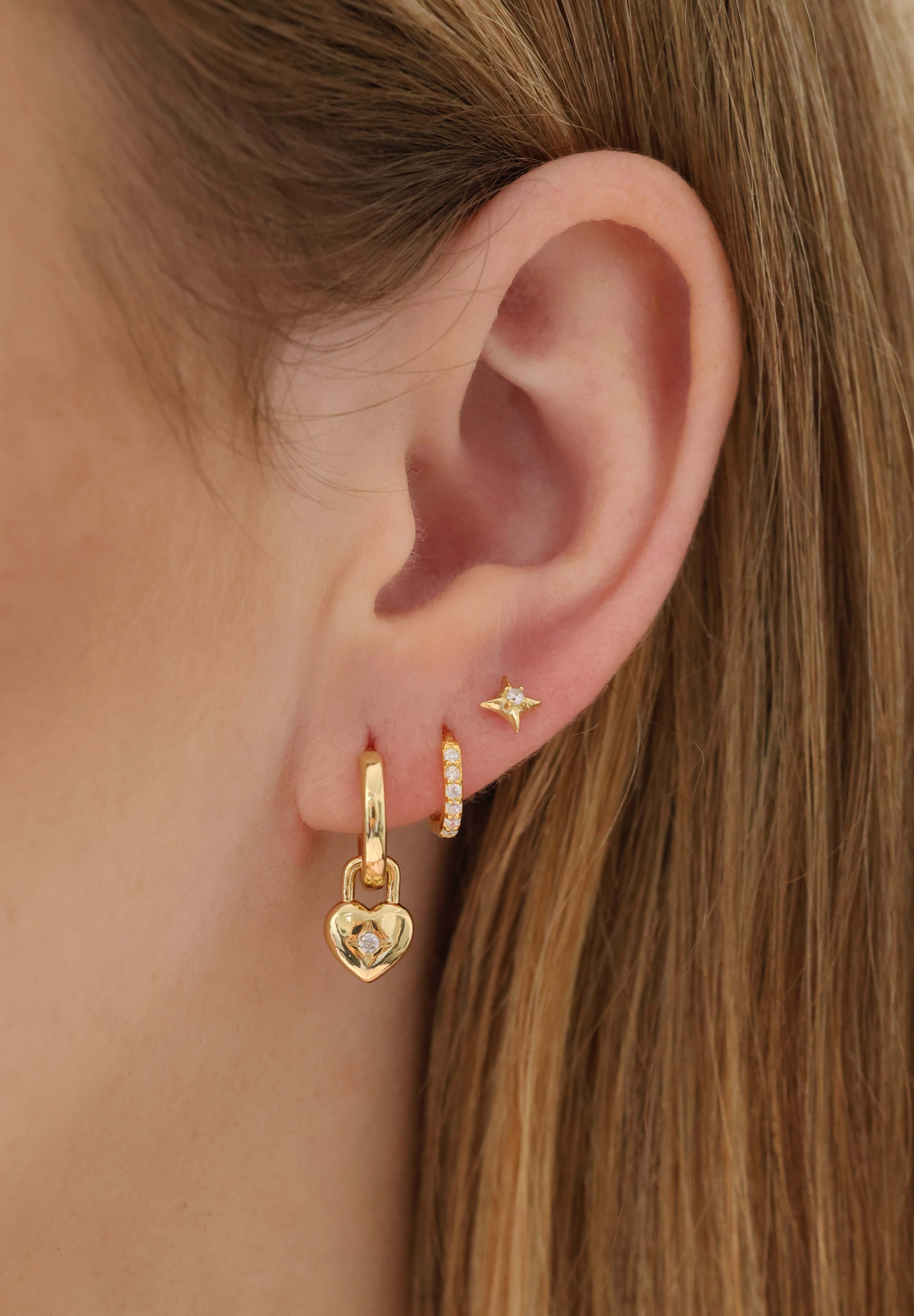Amora Heart Charm Hoop Earrings