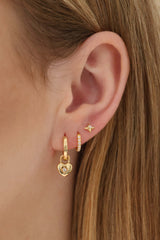 Amora Heart Charm Hoop Earrings