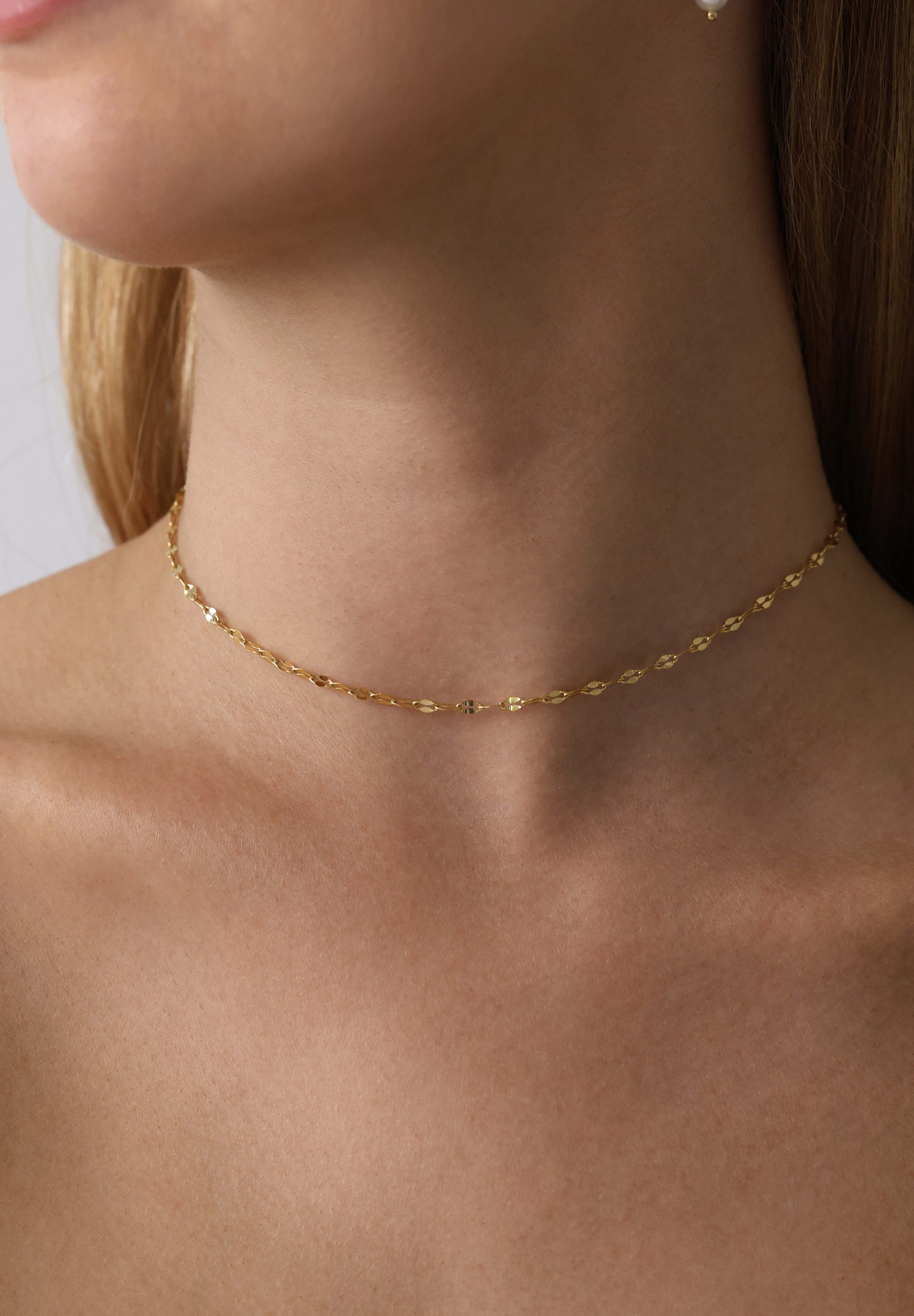 Mistara Twist Diamond Link Chain - Stainless Steel Gold 35cm