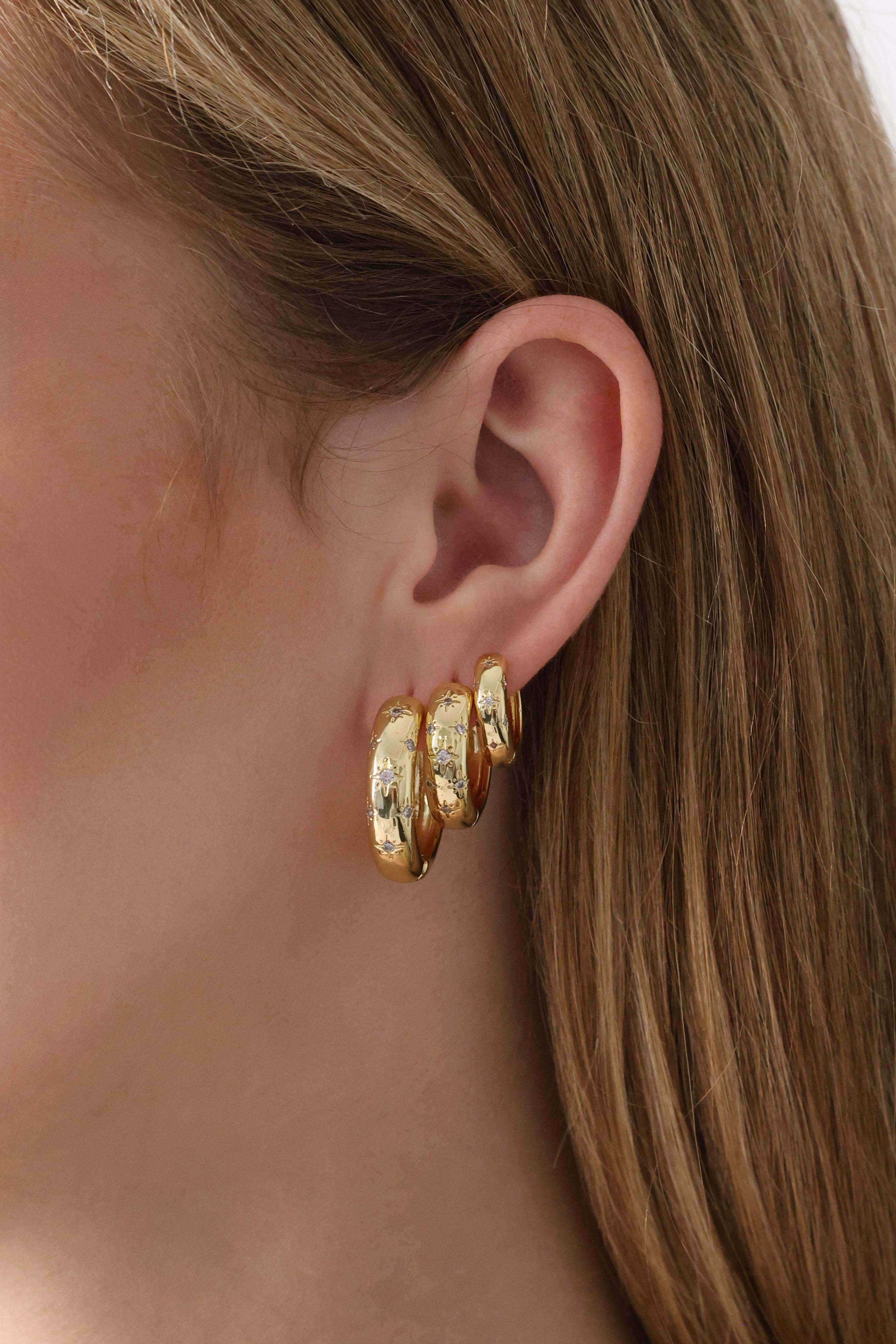 Astraea Star Hoop Earrings GOLD