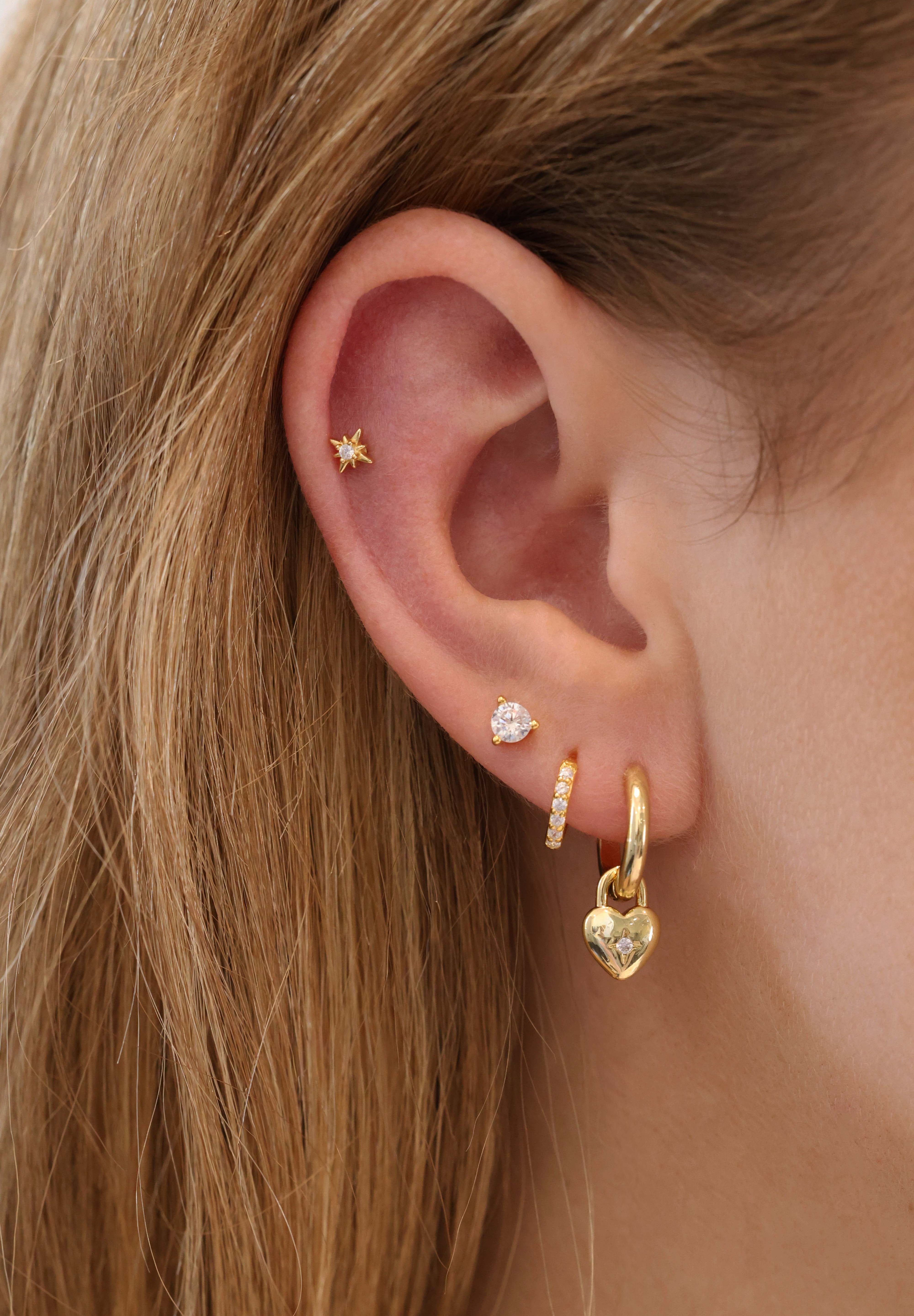 Amora Heart Charm Gold Hoop Earrings