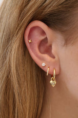 Amora Heart Charm Gold Hoop Earrings
