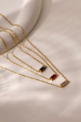 Charlee Baguette Birthstone Gold Necklace – Waterproof Stainless Steel