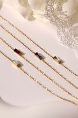 Charlee Baguette Birthstone Gold Necklace – Waterproof Stainless Steel