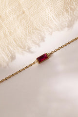 Charlee Baguette Birthstone Gold Necklace – Waterproof Stainless Steel