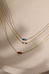 Charlee Baguette Birthstone Gold Necklace – Waterproof Stainless Steel