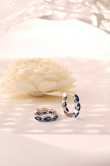 Blue Marquise Hoop Everyday Stacking - Sterling Silver