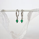Mia Green Diamond Dangle Earrings SILVER