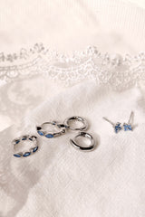 Blue Marquise Hoop Everyday Stacking - Sterling Silver