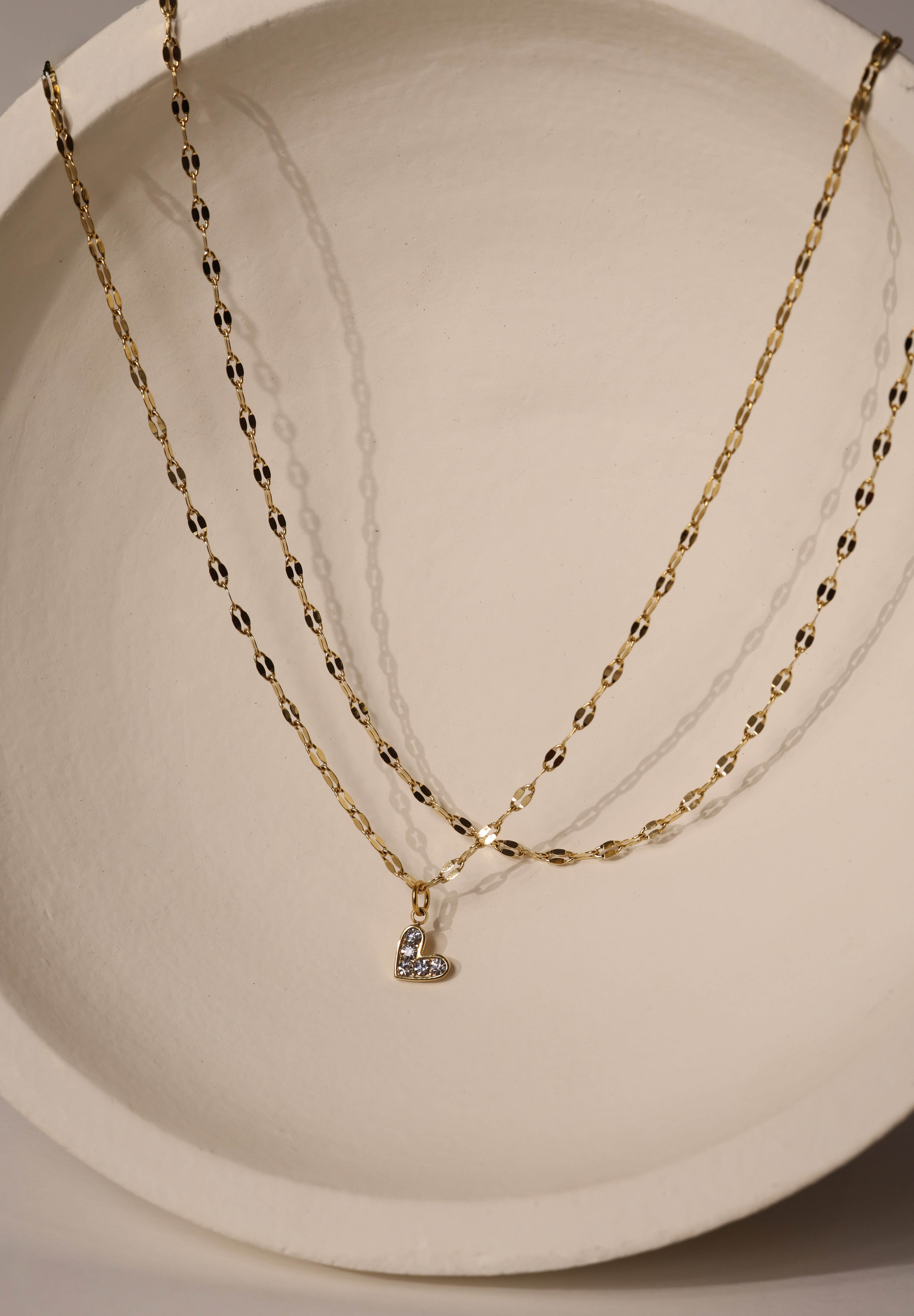 Love Heart Mistara Twist Diamond Link Chain - Stainless Steel