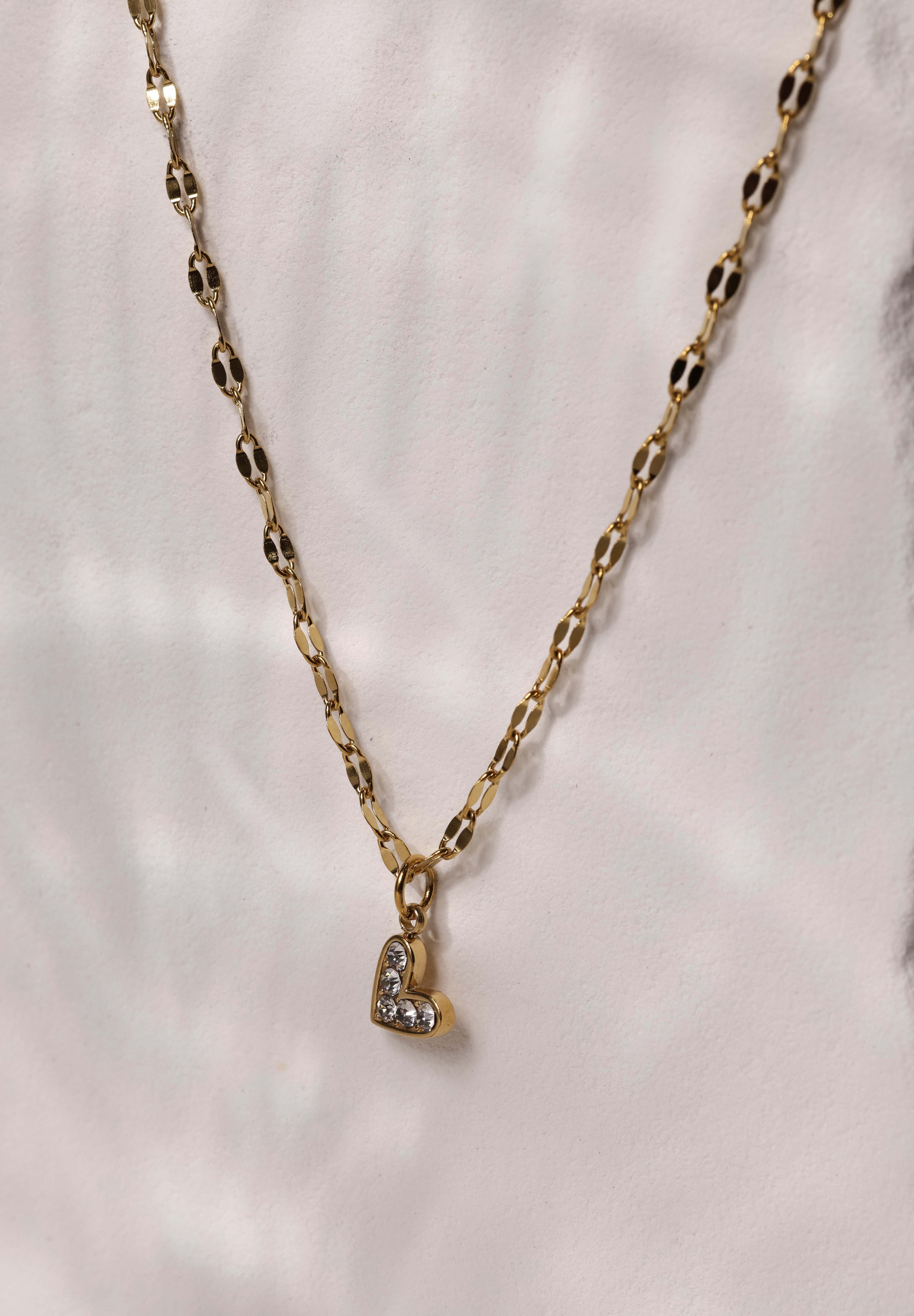 Love Heart Mistara Twist Diamond Link Chain - Stainless Steel