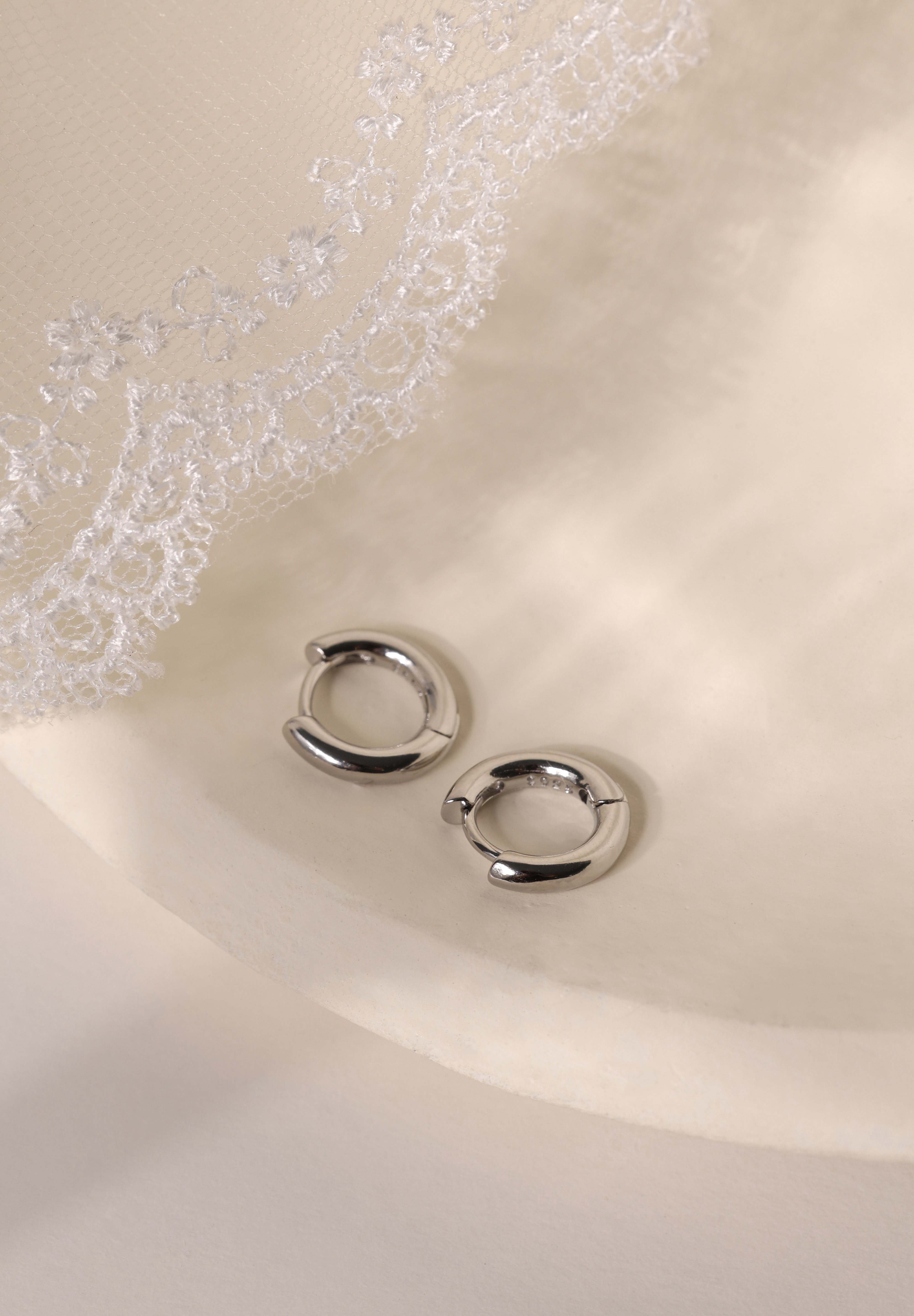 Blue Marquise Hoop Everyday Stacking - Sterling Silver