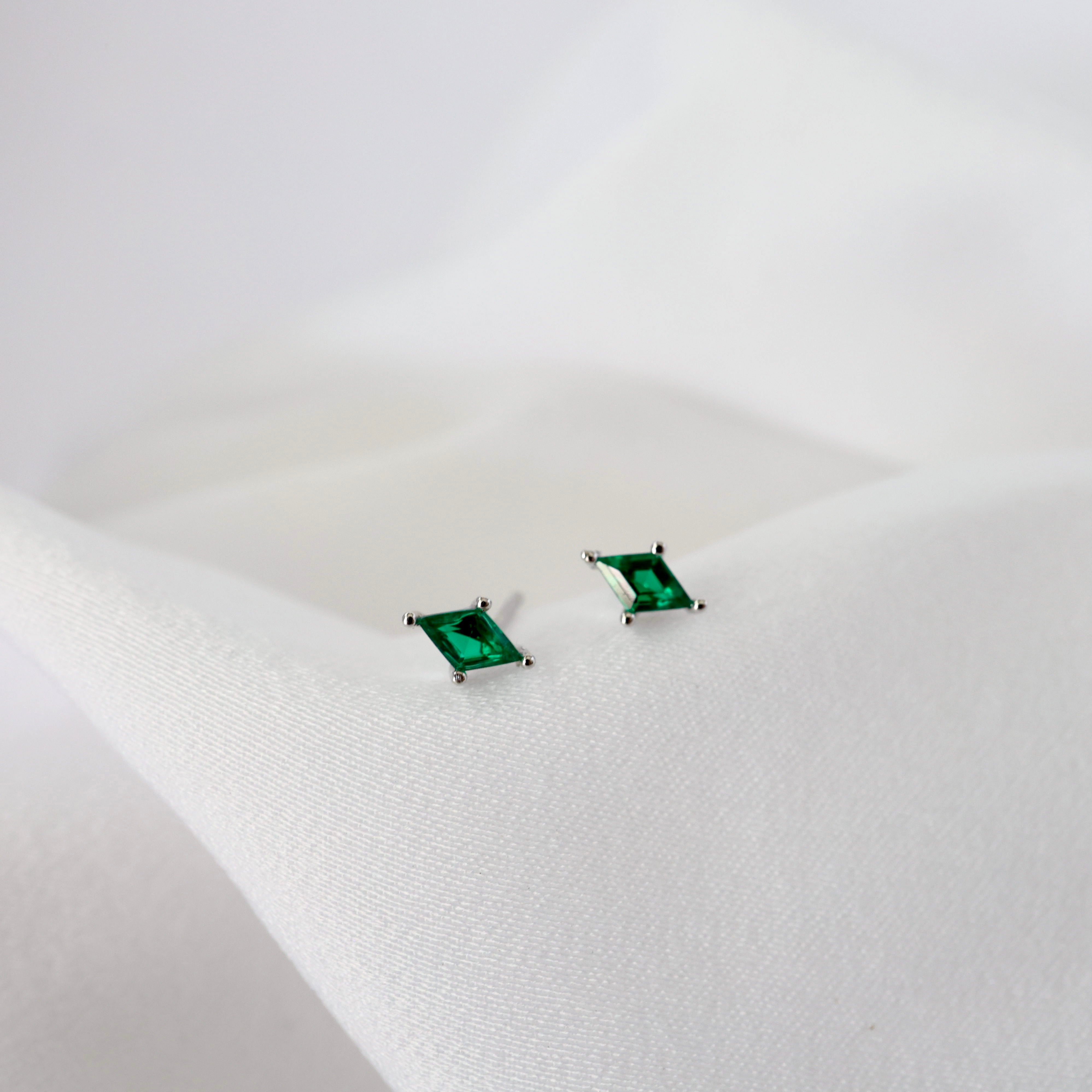Mia Green Diamond Dangle Earrings SILVER