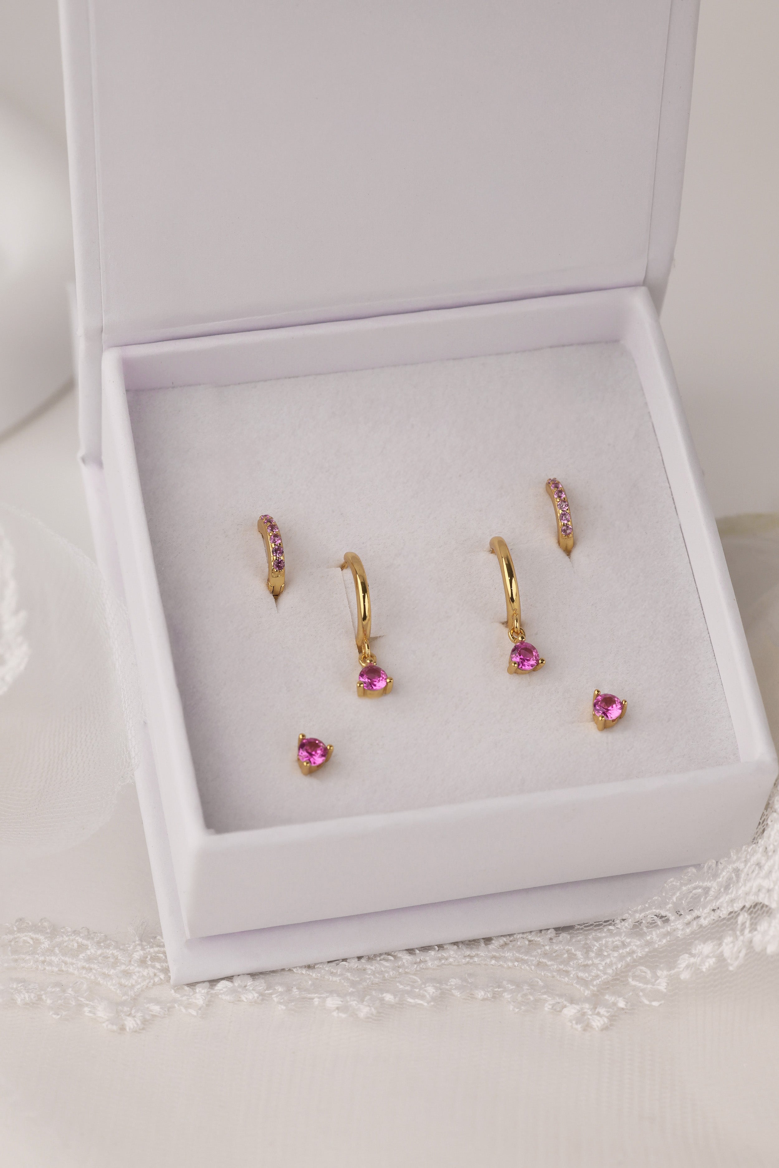 Julie Pink Gold Earrings - Sterling Silver